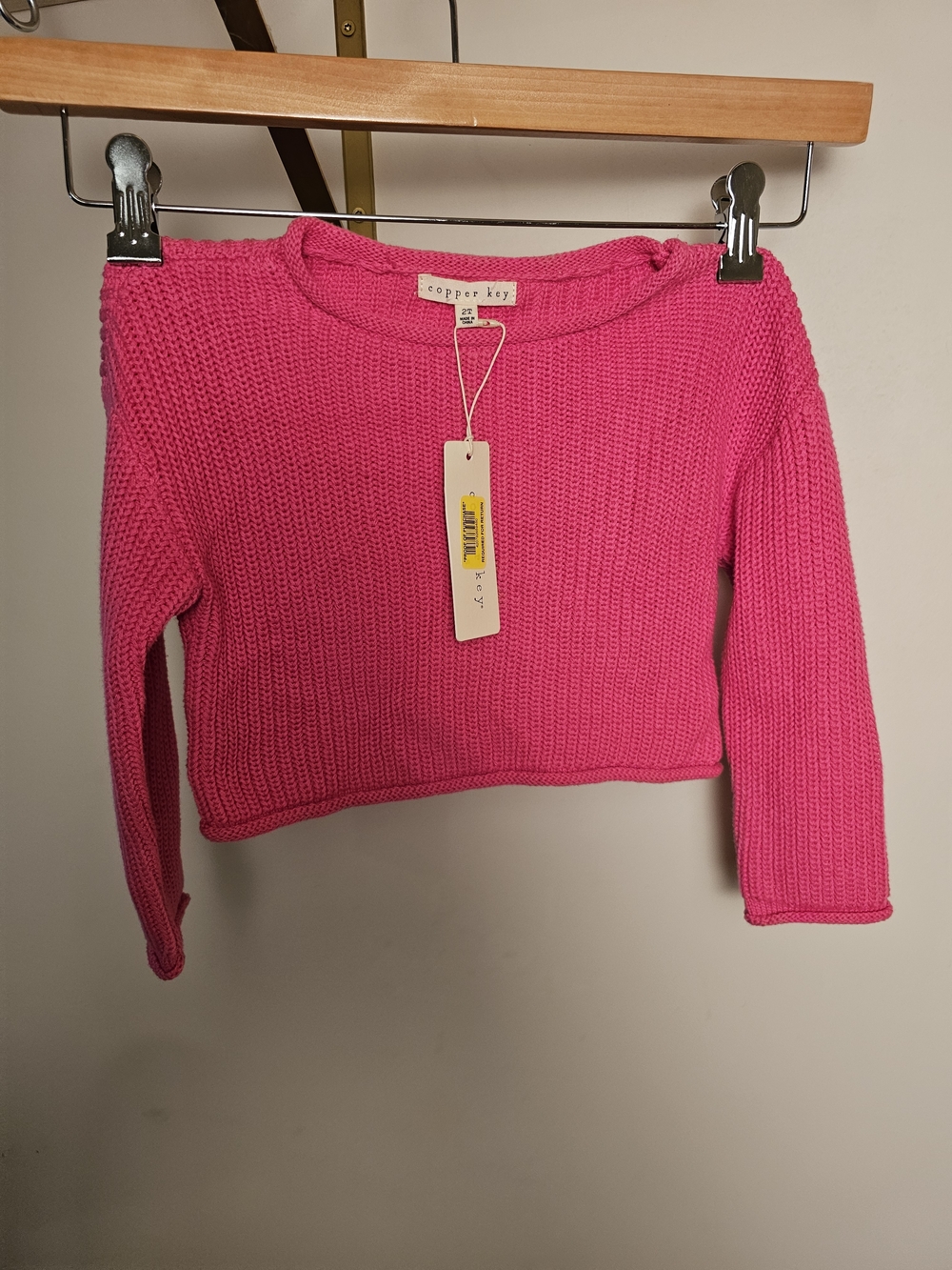 Copper Key Hot Pink Cropped Knit Sweater